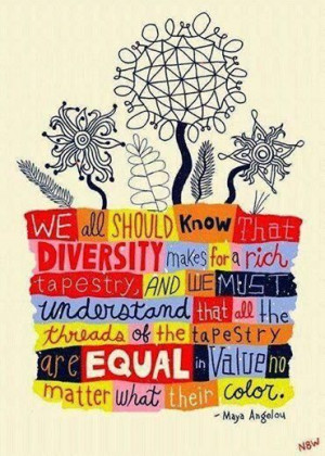 We should all know that Diversity makes for a rich tapestry, And all ...