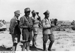 German Field Marshal Erwin Rommel observing the field near El Alamein ...
