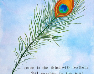 Peacock Feather with Emily Dickinson Quote