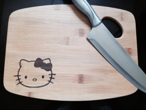 Personalized Cutting Board - Hello Kitty Design - Engraved Wood Bamboo ...