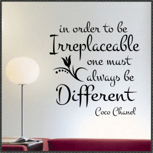 Vinyl Wall Lettering Irreplaceable Quote Coco Chanel