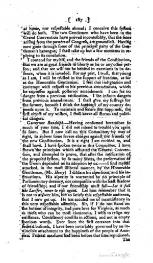Edmund Randolph's Remarks at the Virginia Ratifying Convention (Quote)