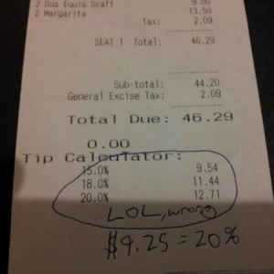 This restaurant tries to help you out with the suggested tip amount ...