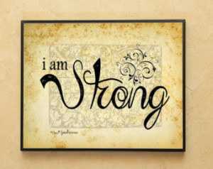 Am Strong Wall Art ~ Motivational Quote ~Inspirational ~ Pink Ribbon ...