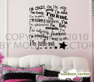 Details about I'm Just Me Girls Inspirational Vinyl Wall Quote Decal