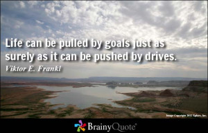 ... goals just as surely as it can be pushed by drives. - Viktor E. Frankl
