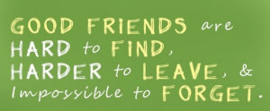 Friendship Quote: Good friends are hard to find, harder...