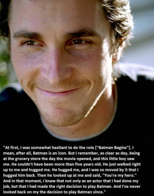 Christian Bale quote from Christopher Nolan's Facebook page (sorry if ...