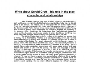 ... about Gerald Croft his role in the play, character and relationships