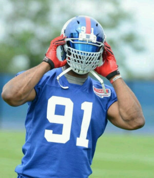 Justin tuck with the visor