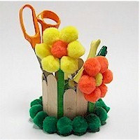 Pom Pom Flowered Desk Caddy