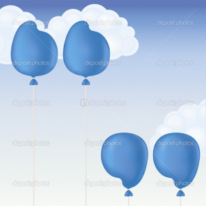 Blue balloon quotes with sky - Stock Illustration