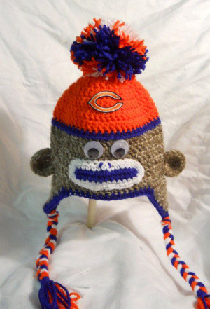 Chicago Bears Crochet Sock Monkey Hat with logo and by CDBSTUDIO, $25 ...