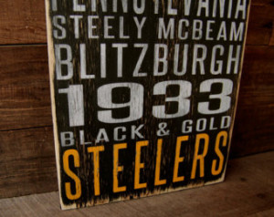 Pittsburgh Steelers Distressed Wood Sign--Great Father's Day Gift! ...