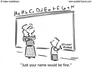 Teacher Cartoon 6302: Just your name would be fine.