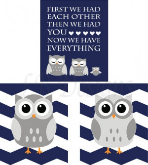 Navy Blue and Gray Owl/Woodland Nursery Quote Print by LJBrodock, $25 ...