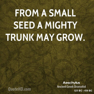 From a small seed a mighty trunk may grow.