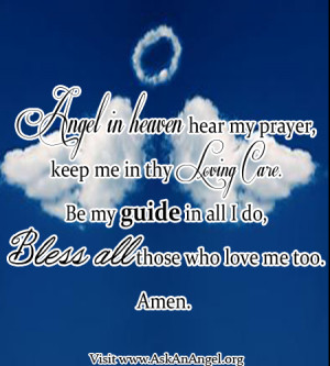 Angels In Heaven Quotes Angel in heaven hear my prayer