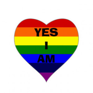 Yes I AM Gay Rainbow Heart Stickers