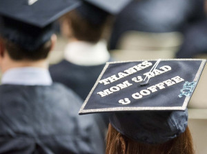 handful of new graduates expressed themselves with decorative caps ...