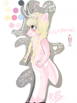 My new cutie pie oc called Milkshake! They’re a pink deer who’s 50 ...