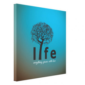 Teal Inspirational Life Tree Quote Gallery Wrap Canvas
