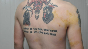 tattoo back of Justin SToner Calvin Gibbs case