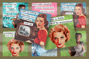 Retro Brazen Broads I Quotes 1C 4x4 Inch Coasters Digital Collage ...