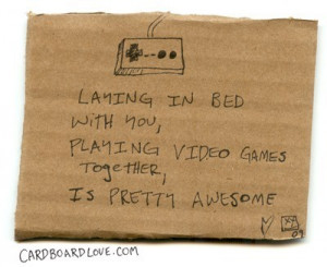 bed, in bed, love, quote, relationship, text, videos games, young love