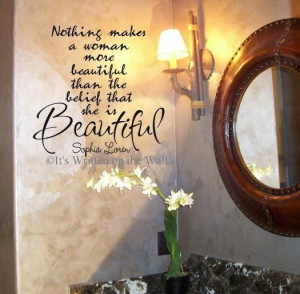 SOPHIA LOREN QUOTE WOMAN BEAUTIFUL BEAUTY Vinyl Lettering Wall Saying ...