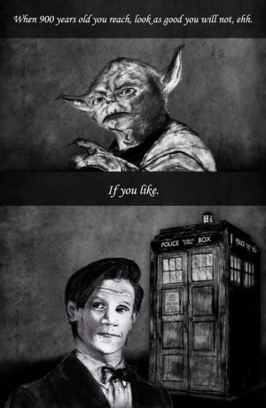 Yoda and Doctor Who - Pencil Drawings with Quotes by dragonrose1986