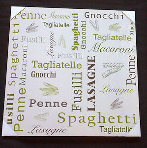 Details about NEW LIME GREEN CREAM PASTA QUOTE KITCHEN CANVAS WALL ART ...