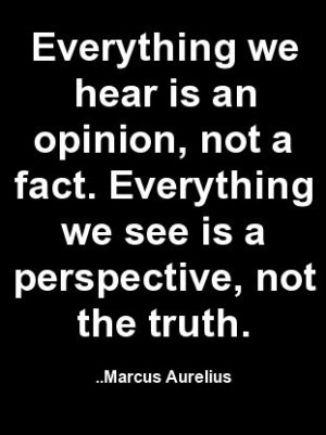 ... Everything we see is a perspective, not the truth. ..Marcus Aurelius