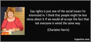 Gay rights is just one of the social issues I'm interested in. I think ...