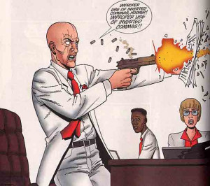 Herr Starr, from Preacher , who destroys a subordinate's report with a ...