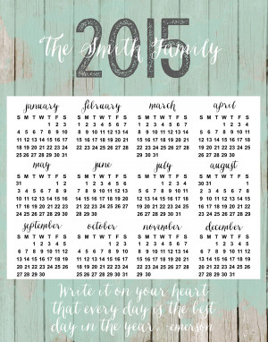2015 calendar cover page