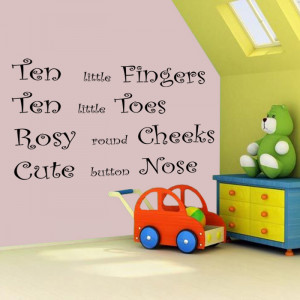 Black Ten little fingers ten little toes wall decal in a nursery