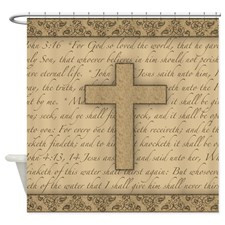 Cross W/ Bible Verses Shower Curtain for