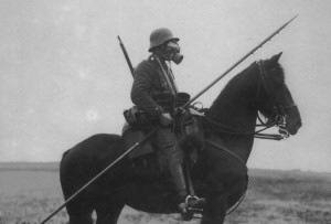 WW1 German Uhlan. Will somebody get that horse a mask?!