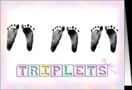 Triplet baby footprints on soft pink background card - Product #588415