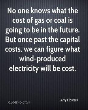 No one knows what the cost of gas or coal is going to be in the future ...