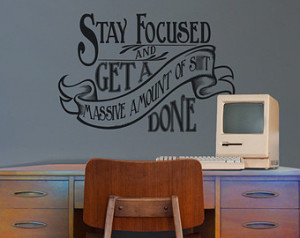 motivational quote wall decal, office vinyl sticker art- WARNING cuss ...