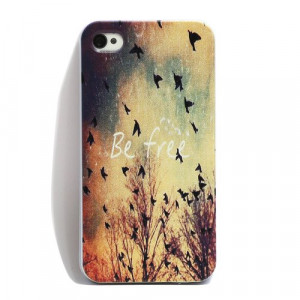 Detail Of: Apple iPhone 4 4G 4S Be Free Birds Cute Quote Retro Vintage ...