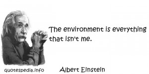 Albert Einstein - The environment is everything that isn't me.