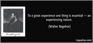 To a great experience one thing is essential — an experiencing ...