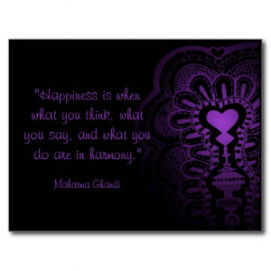 Ghandi quote india henna purple heart love pink postcards
