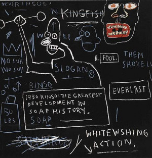 graffiti syle artwork by African American artist Jean Michel Basquiat