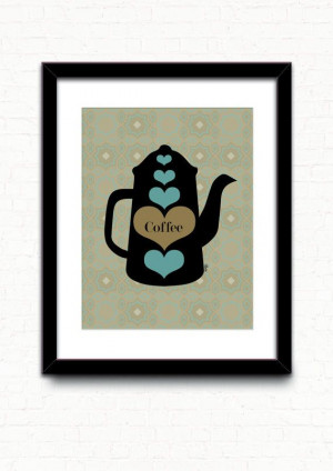 Coffee pot love heart typography quote, Moroccan pattern, vibrant ...