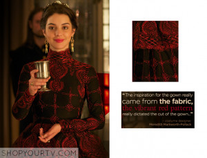 Reign: Season 2 Episode 11 Mary's Red & Black Embroidered Gown ...