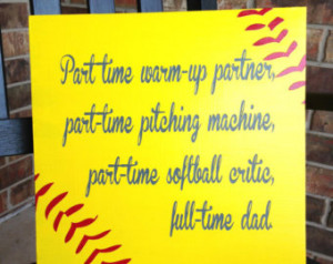 Custom Wood Sign - Softball Dad- Hand Painted Typography Word Art Home ...